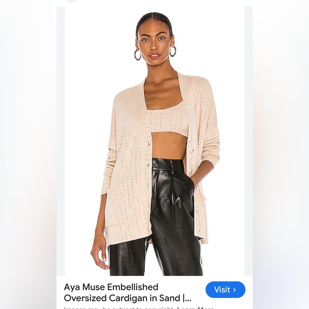 ISO Aya Muse Embellished
Oversized Cardigan in Sand